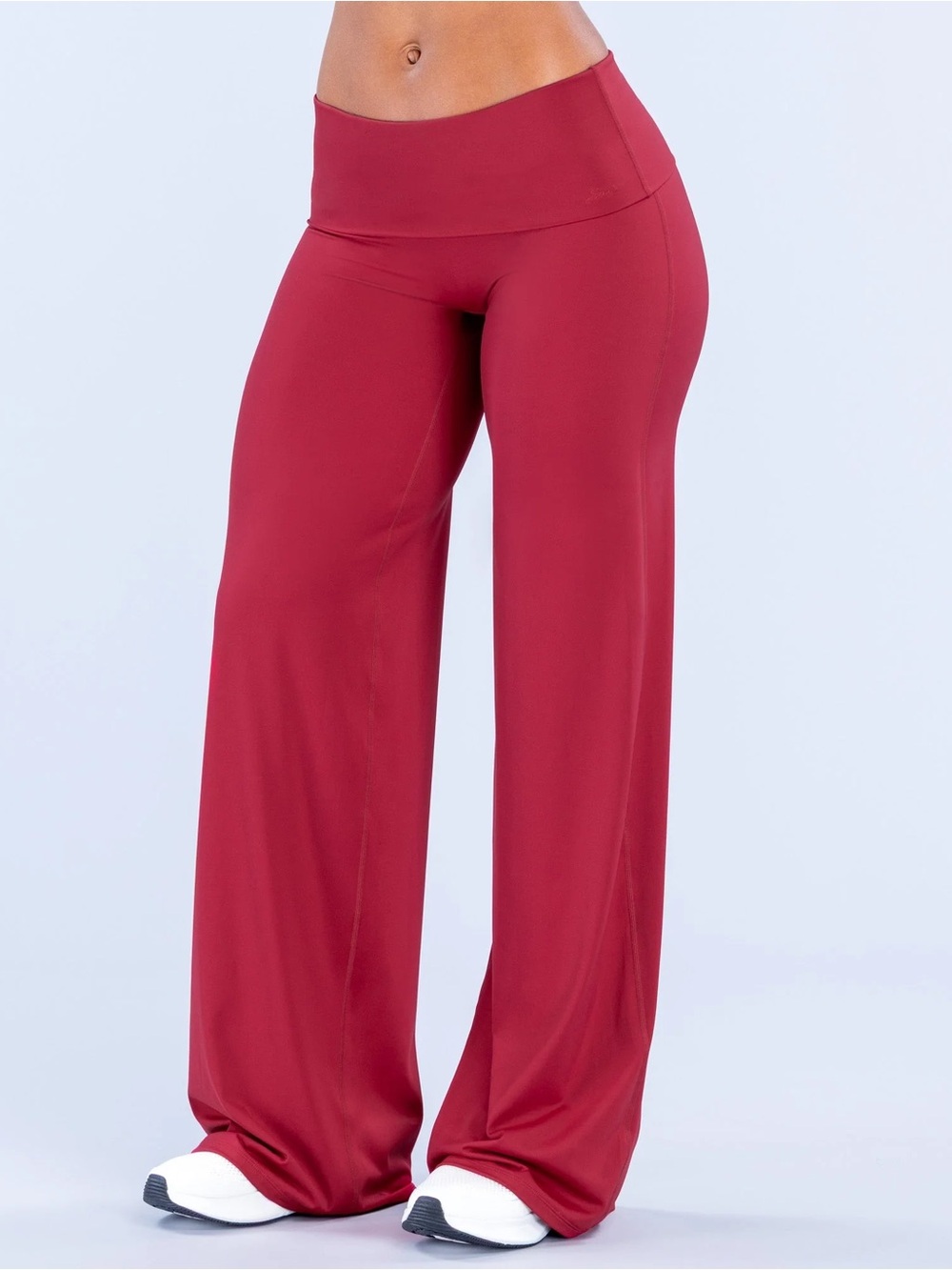 Sav fold over wide leg pants - CHERRY